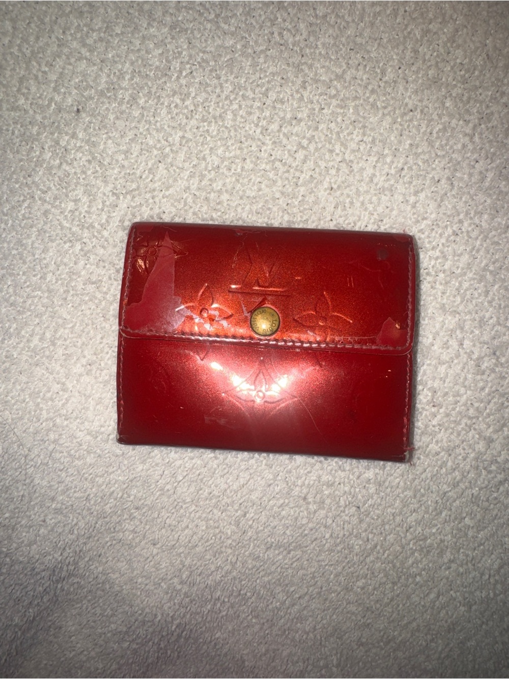 Louis Vuitton Red Patent Monogram Small Card Holder Wallet